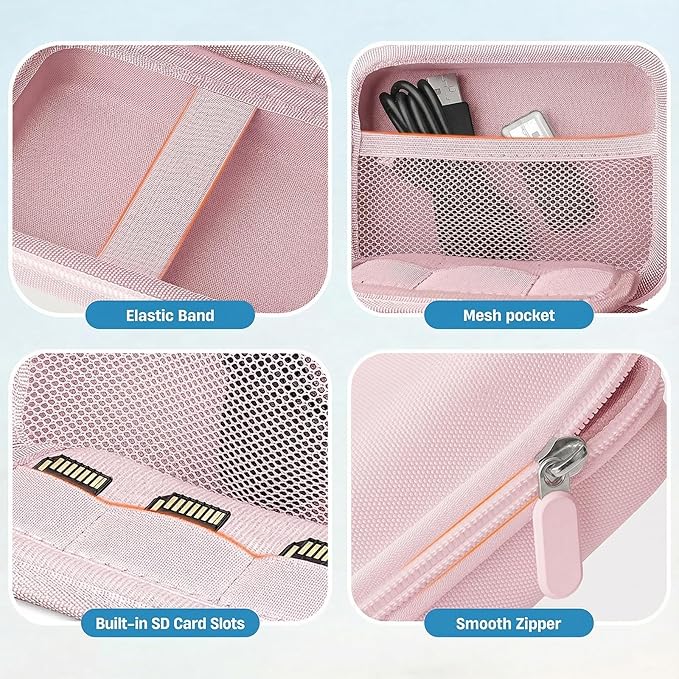 Digital Camera Case Compatible with CAMKORY Digital Point and Shoot/for KODAK PIXPRO FZ45/55 16MP Vlogging/for VAHOIALD FHD 1080P/for IWEUKJLO/for Nsoela, Holder for SD Card More (Pink)