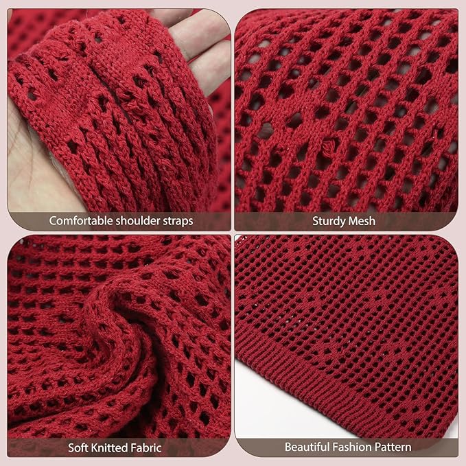 Sightor Crochet Tote Bag, Mesh Beach Bag Knit Summer Hobo Bag Vacation Boho Tote Bag for Women