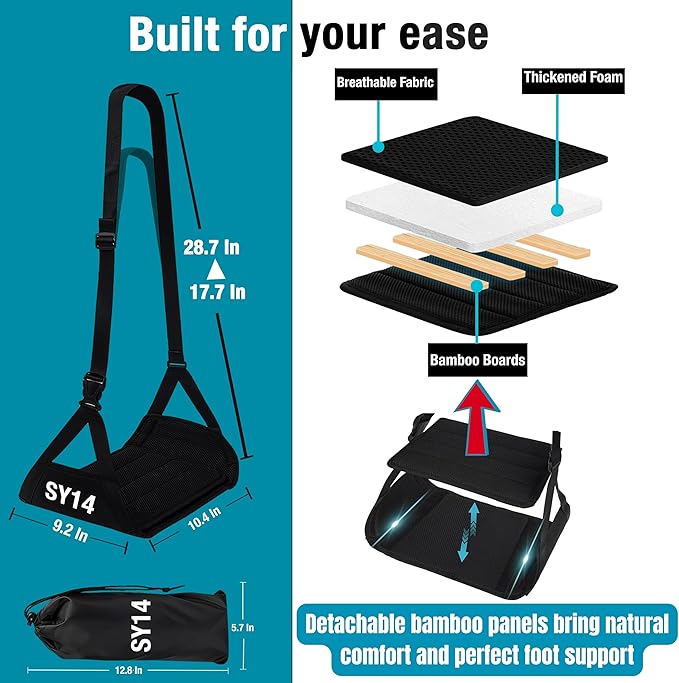 Premium Wheelchair Footrest Hammock Anti Squeeze Leg Rest for Wheelchair Foot Hammock for Plane Travel Wheelchair Foot Sling Replacement Adjustable Wheel Chair Essential Accessories Under Desk Gift