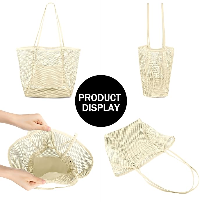 VOROLO Mesh Tote Beach Bag,Women Fairycore Hobo Bag,Shoulder Bag,Soft Summer Casual Crochet Bags