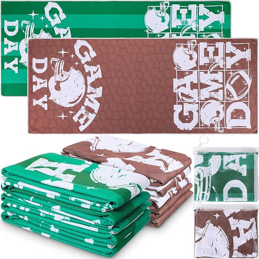 12 Pcs Football Game Day Accessories Football Cooling Towels Ball Team Gift Microfiber Breathable Chilly Towel 35"x15" Sports Soft Ice Towel for Coach Training