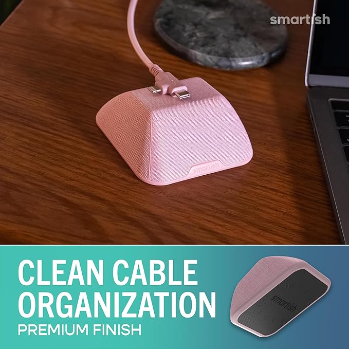 Smartish® Magnetic Cord Holder - Cable Wrangler Organizer with Magnet Clips for Charger Management on Desktop, Nightstand for USB-C + Lightning - I'm Blushing