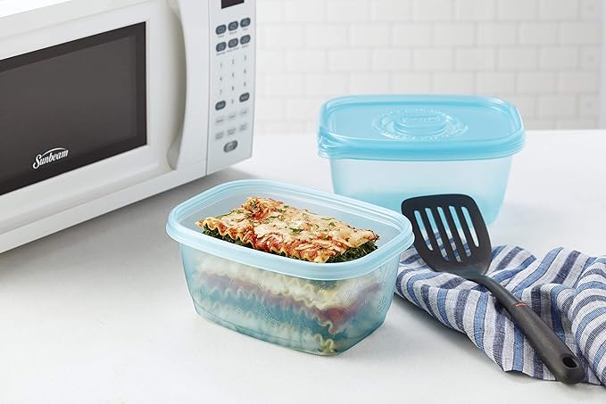 Glad GladWare FreezerWare Food Storage Containers with Lids, Large Rectangle No BPA Plastic for Freezing Soups Meals and Batch Cooking, Crack Resistant, Microwave Dishwasher Safe, 64 Oz, 2 Ct - 6 Pk