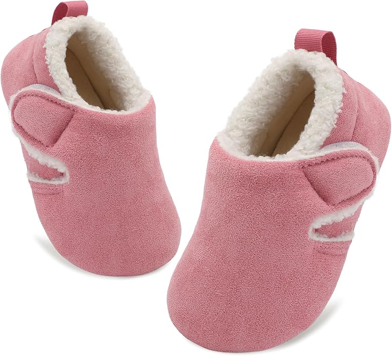 JOINFREE Toddler Slippers Boys Girls Adjustable House Shoes Barefoot Sock Shoes with Rubber Sole Baby Comfort Warm Indoor Outdoor Walking Shoe