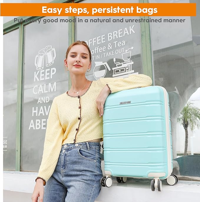 Joyway Carry On Suitcase Airline Approved with TSA Lock, Hardside Luggage Bags for Travel with Spinner Wheels, Durable Hard Shell 20Inch Light Green