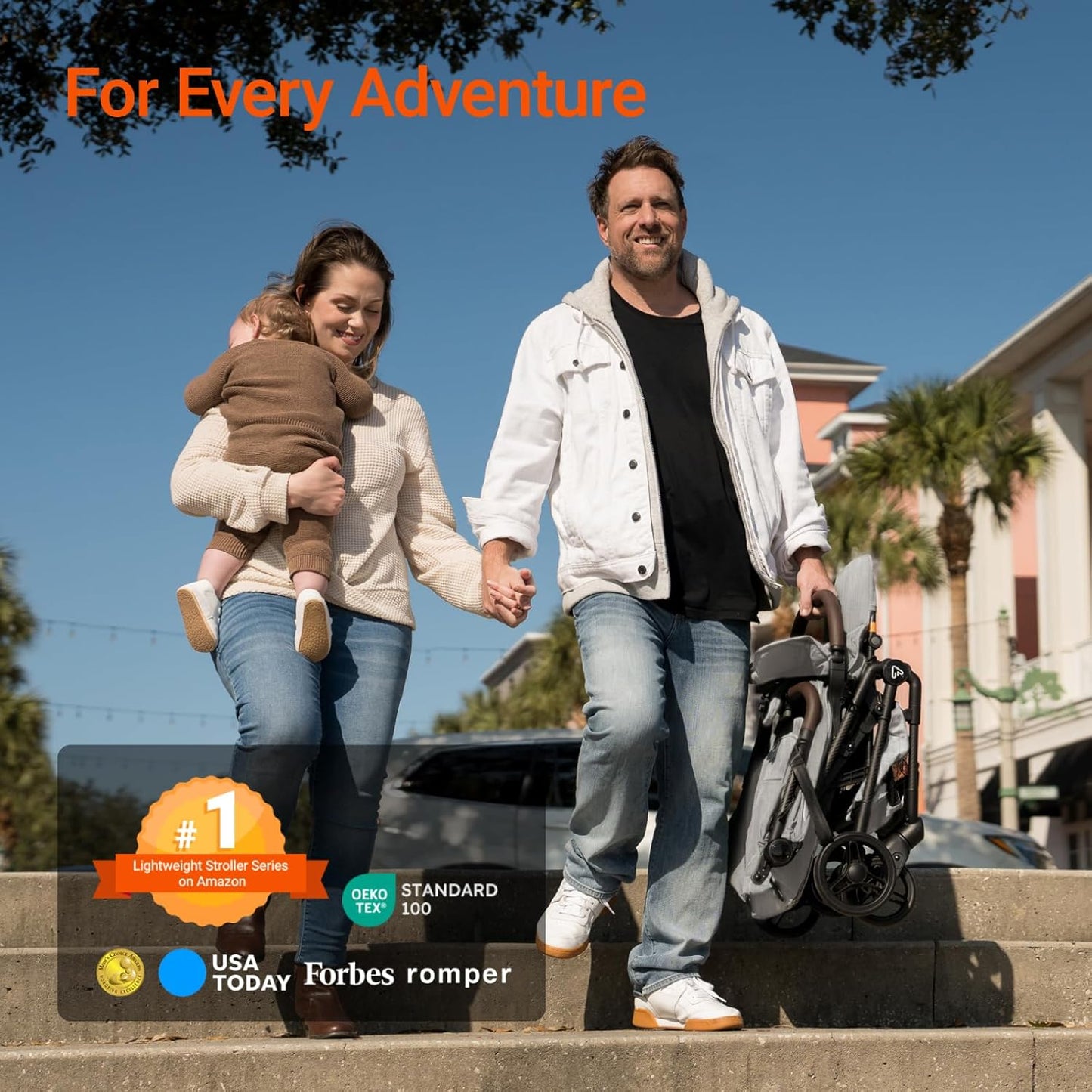 Lightweight Baby Travel Stroller with Carbon Fiber Frame, Compact & Airplane-Friendly, One-Handed Folding Design, 11.6 lbs, Perfect for Toddlers, Organizer & Cushion Included, Grey