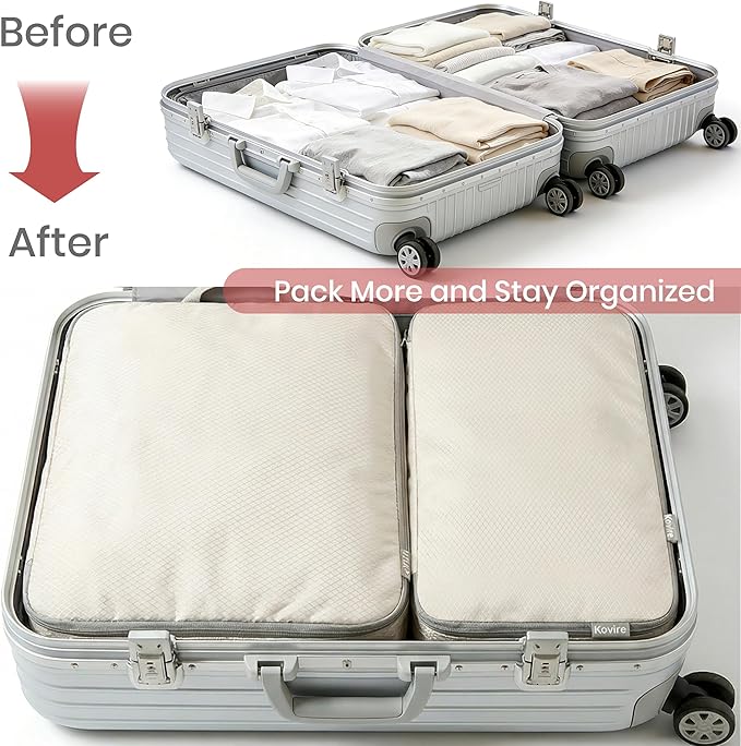 Compression Packing Cubes for Travel, Set of 10 Expandable Luggage Organizers with Shoe Bag, Lightweight Water-Resistant Suitcase Essentials for Carry-on & Checked Luggage, Grey