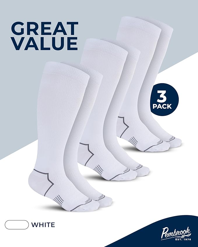 Pembrook Plus Size Compression Socks for Women Wide Calf - 3 Pairs, 20-30mmHg Extra Wide Calf Compression Socks, Up to 4XL