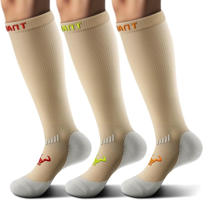 BULLIANT Compression Socks 3Pairs-15-20mmHg Circulation Support Men Women Hiking Sports Recovery-Upgraded Wicking Tech