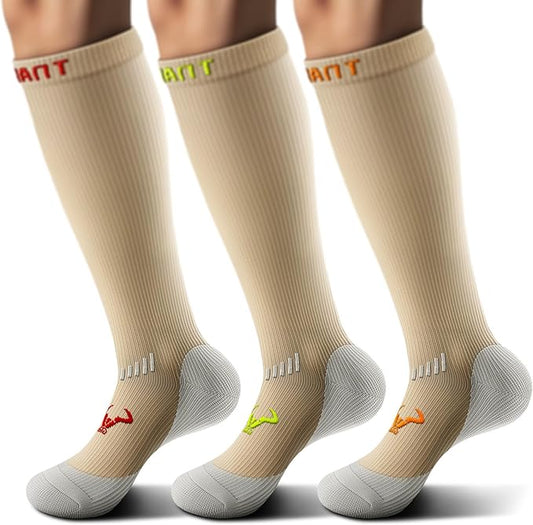 BULLIANT Compression Socks 3Pairs-15-20mmHg Circulation Support Men Women Hiking Sports Recovery-Upgraded Wicking Tech