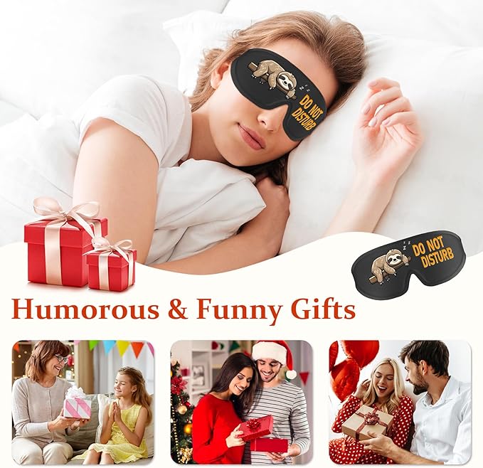 Funny 3D Zero Pressure Sleep Eye Mask for Men Women Side Sleeper, Adjustable Blackout Soft Breathable Eye Masks for Travel Nap Night Sleep, Humorous Gift Stocking Stuffers (DO NOT Disturb)