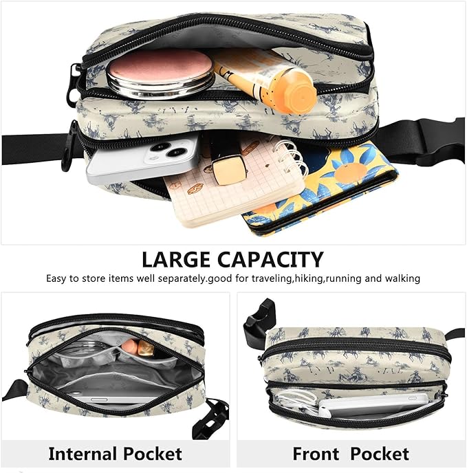 Western Cowboys on Horses-1 Fanny Pack for Women Men Water Resistant Fashion Waist Packs with Adjustable Strap Belt Bag for Travel Workout Jogging Hiking 21217630