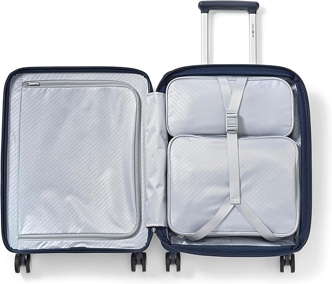 Samsonite Paralux Carry-On Luggage - Innovative Design - Quick Access Front Pocket - Dual Suspension Wheel Technology - TSA Lock - Expandable - Includes Removable Packing Cubes - Midnight Navy