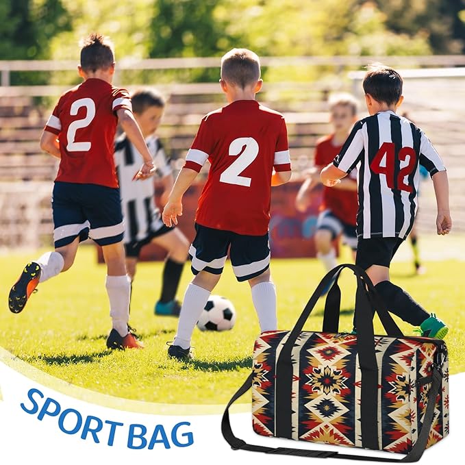 Aztec floral Travel Duffle Bag for Women Men, Overnight Weekender Bag, Carry on Tote for Sport Gym