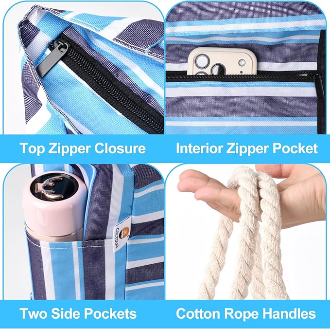 CaCTOUR Large Beach Bag Women,Beach Bags Waterproof Sandproof with Zipper Wet Pocket,Beach Tote Pool Bag for Swim Gym Travel
