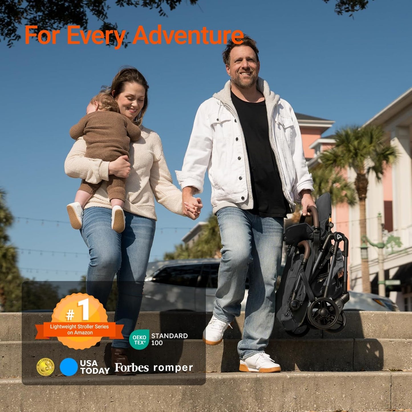 Lightweight Baby Travel Stroller with Carbon Fiber Frame, Compact & Airplane-Friendly, One-Handed Folding Design, 11.6 lbs, Perfect for Toddlers, Organizer & Cushion Included, Jet