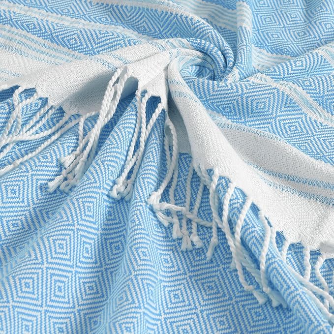 2 Packs Oversized Cotton Turkish Beach Towels Set Bulk 74"x38" Extra Large Sand Free Quick Dry Clearance Swim Bath Camping Pool Towel Travel Blanket Adult Cruise Essentials Accessories Red Blue