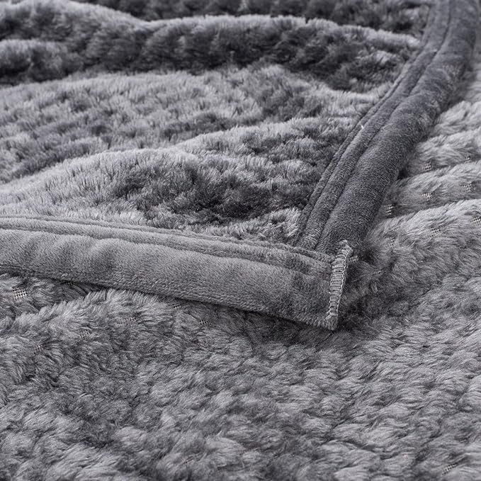 Fuzzy Blanket or Fluffy Blanket for Baby, Soft Warm Cozy Coral Fleece Toddler, Infant or Newborn Receiving Blanket for Crib, Stroller, Travel, Decorative, 30”×40”, Flint Gray+Dark Grey