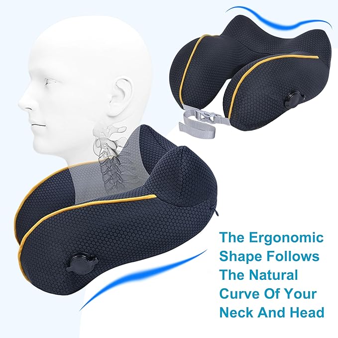 Inflatable Neck Pillow Airplane for Traveling On Plane, Inflatable Travel Neck Pillow Airplane, Blow Up Plane Pillow for Long Flights, Ergonomic Lightweight Cool Pillow for Ultra Comfort