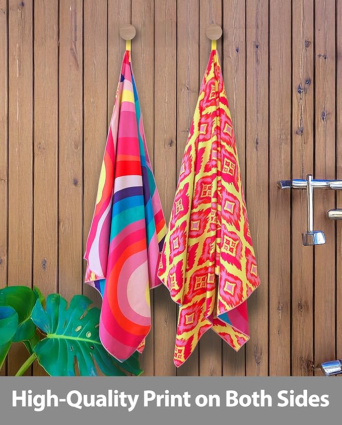 Microfiber Beach Towel Oversized 71X32" Thin, Lightweight, Quick Dry Towel, Sand Free, High Absorbent, Compact, Pool, Gym, Camping, Cruise, Picnic, Travel Towel, Beach Blanket, Carry Bag, Pink