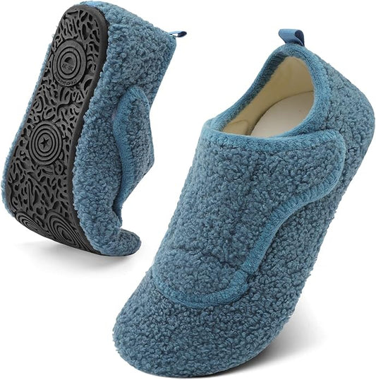 BARERUN Slippers for Women Men Wide House Diabetic Shoes for Women Men Warm Arthritis Edema Swollen Neuropathy Socks Slip on Adjustable Fuzzy Comfy Soft Womens Mens Bedroom Sliipers