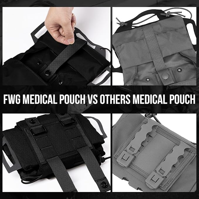 Tactical IFAK Pouch, Rapid Tear-Away First Aid Kit Two-Piece System Medical Pouches Emergency Survival Bag for Outdoor Travel Hiking