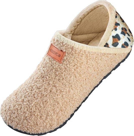 Women's Men's Fuzzy Fur Slippers Casual House Shoes Non Slip Barefoot Slipper Socks Warm Closed Back Indoor Outdoor Shoes