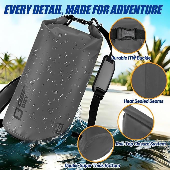 Waterproof Dry Bag, 5L/10L/20L/30L/40L Roll Top Lightweight Storage Backpack with Phone Case for Women & Men, Floating Waterproof Sack for Travel, Swimming, Kayaking, Paddle Board, Camping & Beach