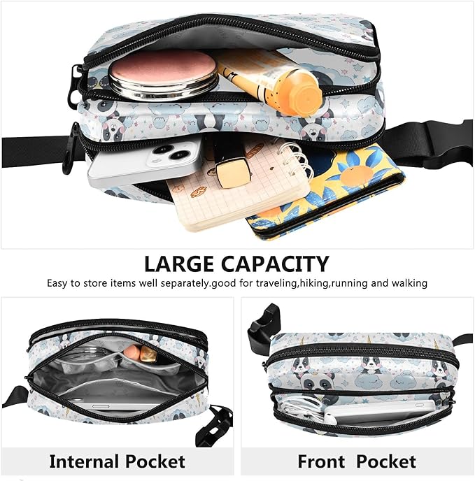 Kawaii Panda Unicorn Fanny Pack for Women Men Water Resistant Fashion Waist Packs with Adjustable Strap Belt Bag for Travel Workout Jogging Hiking 21219077