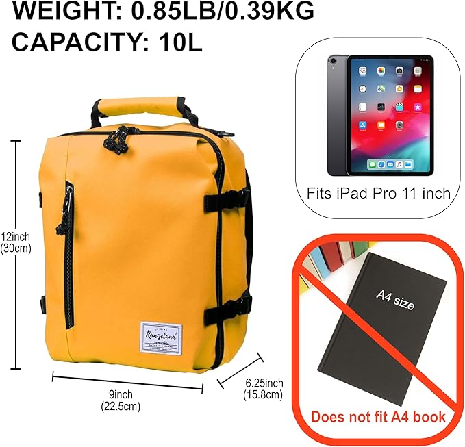 Kids Travel Backpack for Ages 3-6 | Lightweight Suitcase Style Carry-On | 10L Weekender with Tablet Sleeve & Chest Strap | Papaya
