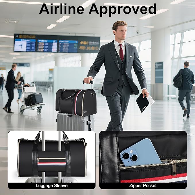 Geestock Garment Bags for Travel, Convertible Garment Bag Carry On with Shoe Pouch & Luggage Sleeve, Large Travel Duffel Bags Oxford 2 in 1 Hanging Suitcase Suit Travel Bag for Men, Black