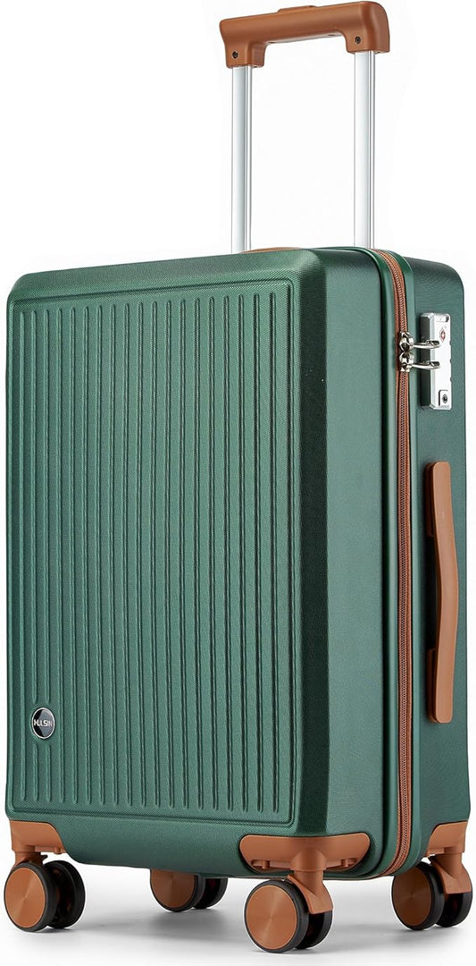Carry on Luggage with Spinner Wheels, 22x14x9 Airline Approved Carry-on Suitcase, Small Hardside Luggage with TSA Lock,Hard Shell Suitcase,Hard Case for Travel (Green, 20-Inch)