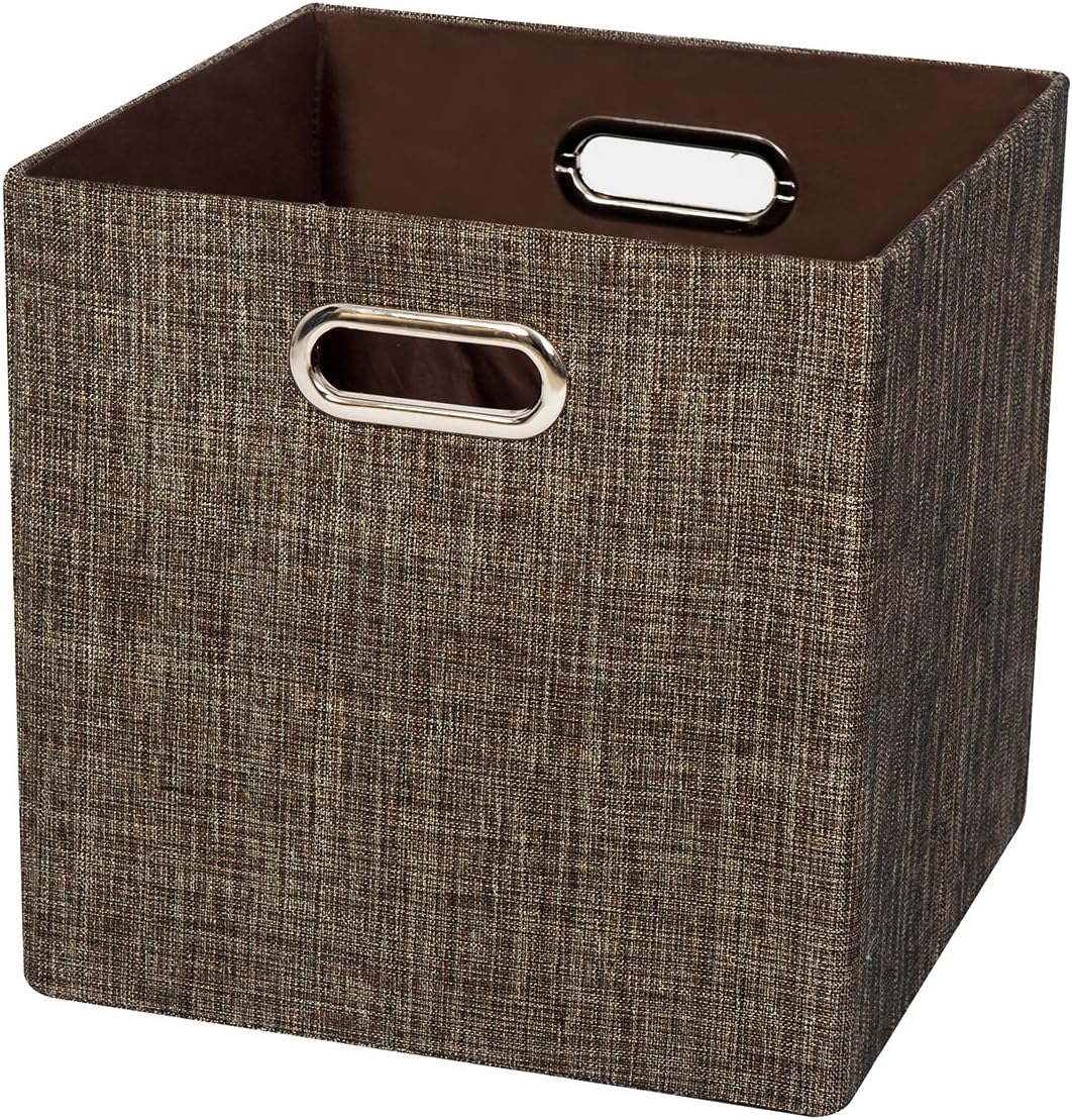 Storage Bins Cube Containers Boxes,Thick and Heavy Duty Fabric Drawers, 11×11 inch- Set of 4,Brown