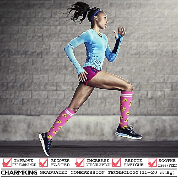 CHARMKING 6 Pairs-Compression Socks for Women & Men Circulation Best Support for Nurses, Running, Athletic,Flight Travel