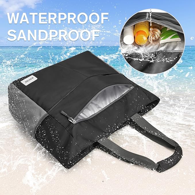 G4Free Beach Bag, Waterproof Sandproof Beach Tote Bag, Large Capacity Foldable for Women