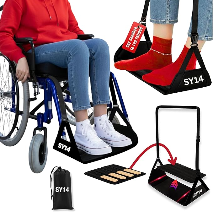 Premium Wheelchair Footrest Hammock Anti Squeeze Leg Rest for Wheelchair Foot Hammock for Plane Travel Wheelchair Foot Sling Replacement Adjustable Wheel Chair Essential Accessories Under Desk Gift