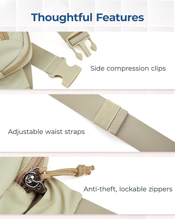 BAGSMART Fanny Packs for Women Small Belt Bag with Adjustable Strap Waist Pack for Running Workout Traveling Hiking, Beige Green