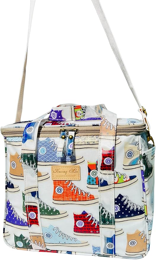 Kwang Min Insulated Insulated Cooler Bag,Reusable Large Lunch Bag for Women, Great for Outdoors,Camping,Party,Premium Quality,Adjustable Strap,Foldable