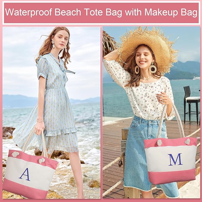 YOOLIFE Beach Bags for Women - Travel Canvas Beach Tote, Pool Waterproof Bag, Travel Essentials, Gifts for Women Birthday