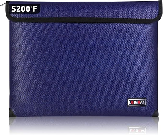 Fireproof Bag with 5200℉ Thermal Insulated, Waterproof Fireproof Box with Zipper, Fireproof Money Bag for Cash, Fireproof Safe Bags for Home Safe Bank Valuable Documents (13.9"x10.6", Blue)
