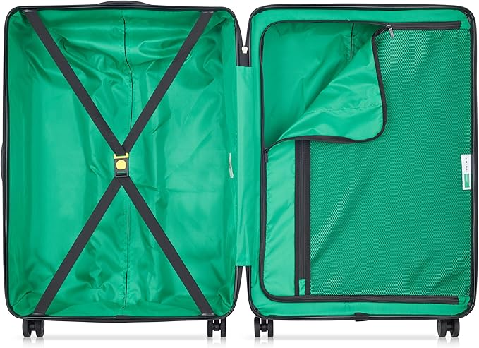 United Colors of Benetton Now! Hardside Luggage with Spinner Wheels, Black, Checked-Large 27 Inch