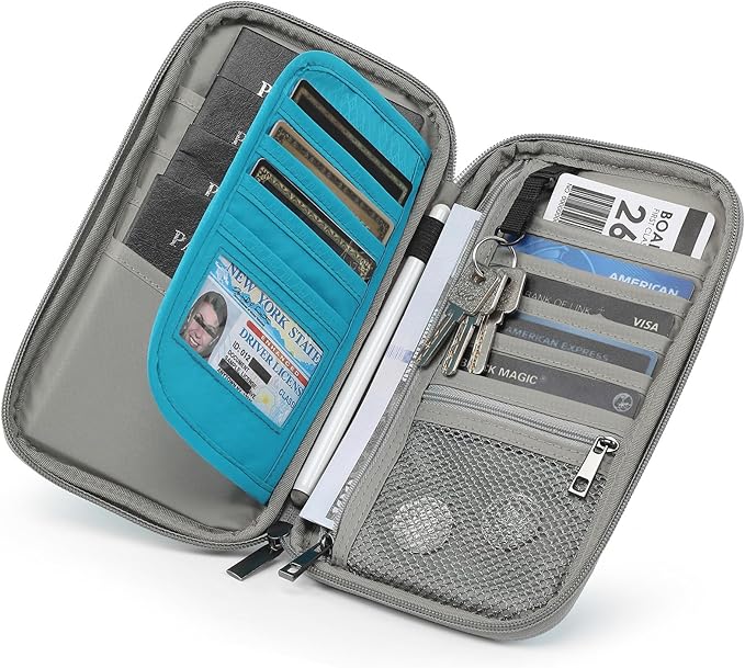 VanFn RFID Travel Passport Wallet, Family Passport Holder, Trip Document Organizer P.Travel Series