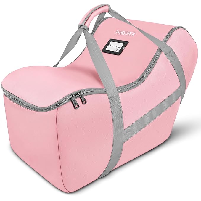 YOREPEK Infant Carseat Cover for Airplane Travel Compatible with All Nuna Pipa Car Seat and Base, Uppababy Mesa and Base, Padded Car Seat Bags for Air Travel, Car Seat Bag with 5 Protective Feet,Pink