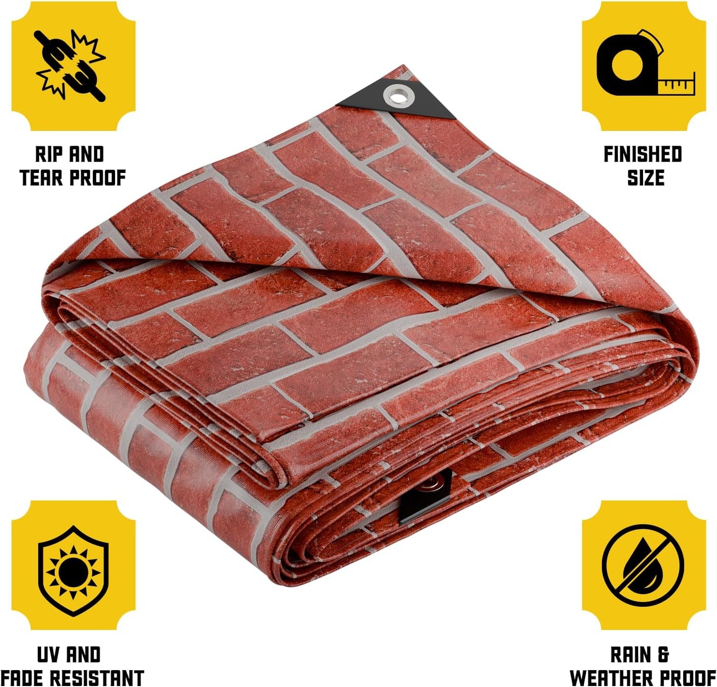 Core Tarps Extreme Heavy Duty 20 Mil Tarp Cover, Waterproof, UV Resistant, Rip and Tear Proof, Poly Tarpaulin with Reinforced Edges for Roof, Camping, Patio, Pool, Boat (Bricks/Black 25′ X 40′)