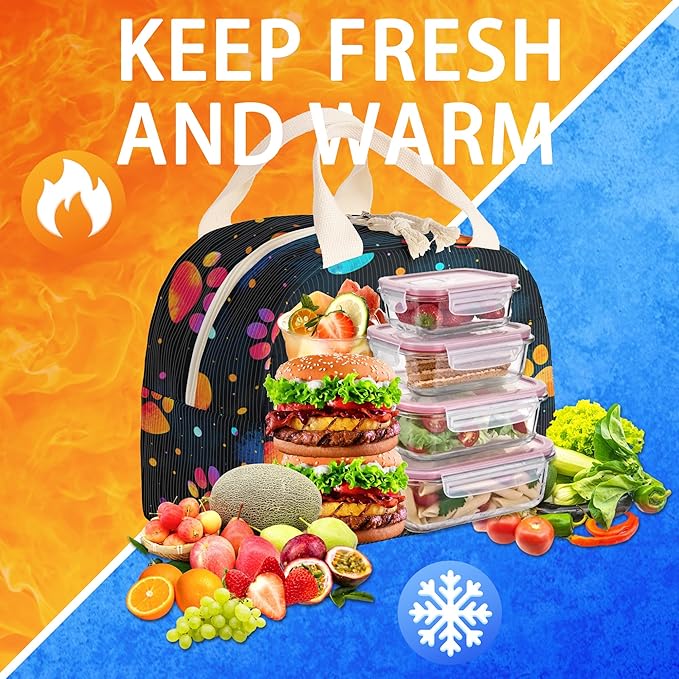 Insulated Lunch Box for Women and Men,Corduroy Lunch Bag for Work,Leakproof Adults Cooler Tote Bag for Offices,Picnic,Travel,Outdoor (Cat's Claw)