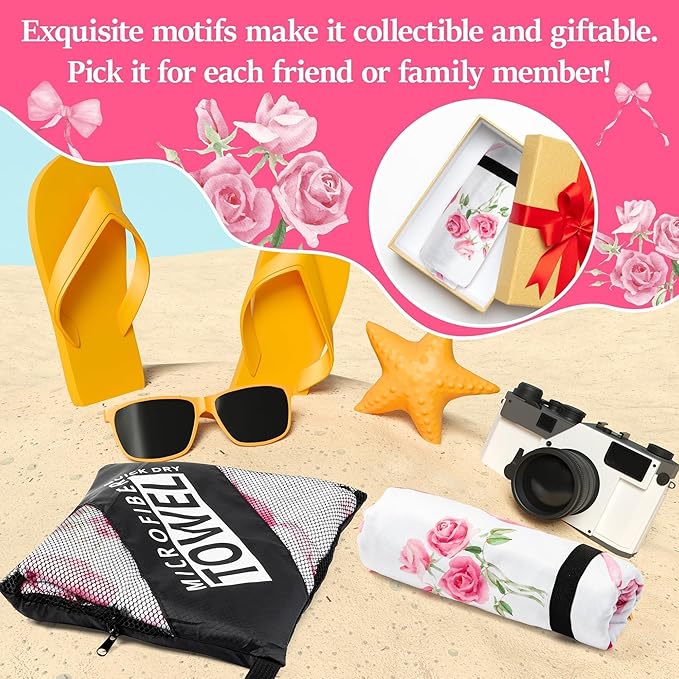 Pink Bow Oversized Beach Towel - Flower Double-sided Thin Microfiber Lightweight Pool Towel 71"x35" Quick Dry Towel Sand Free Blanket for Bath Sport Travel Beach Swimming Camping for Girl Women
