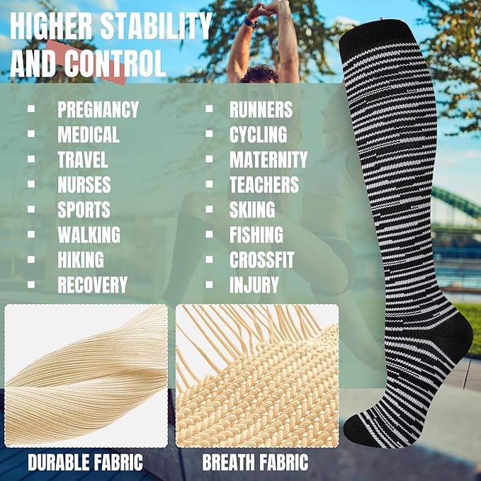 bropite Compression Socks for Women & Men 8 Pairs Circulation-Compression Socks 20-30 mmhg-Best for Running,Nurse,Travel,Yoga