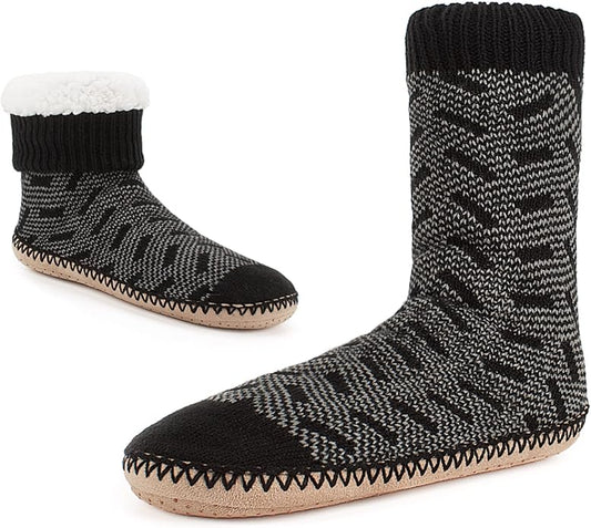 Cozylook Mens Slipper Socks Fleece Lined Non-slip Soles, Winter Soft Thick Cozy Home Boots, Warm Fuzzy House Shoes Indoor