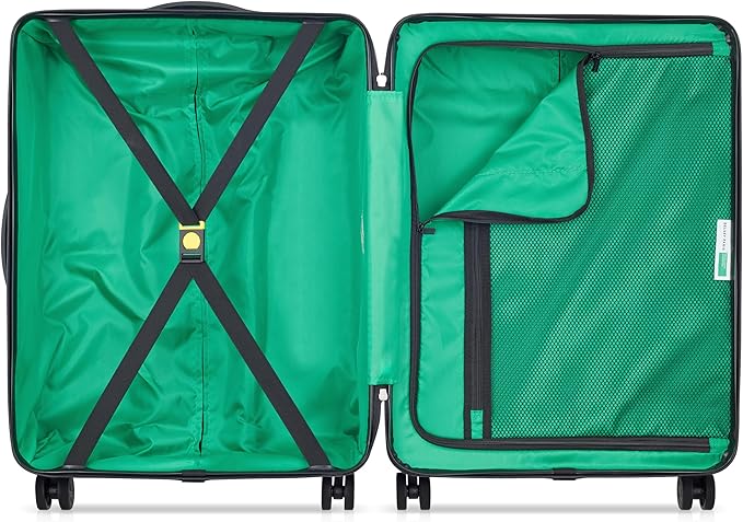 United Colors of Benetton Now! Hardside Luggage with Spinner Wheels, Black, Checked-Medium 23 Inch
