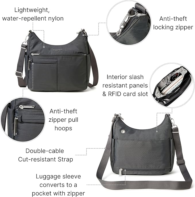 Baggallini Women's Securtex Anti-theft Free Time Crossbody Bag | Securtex, Anti-Theft